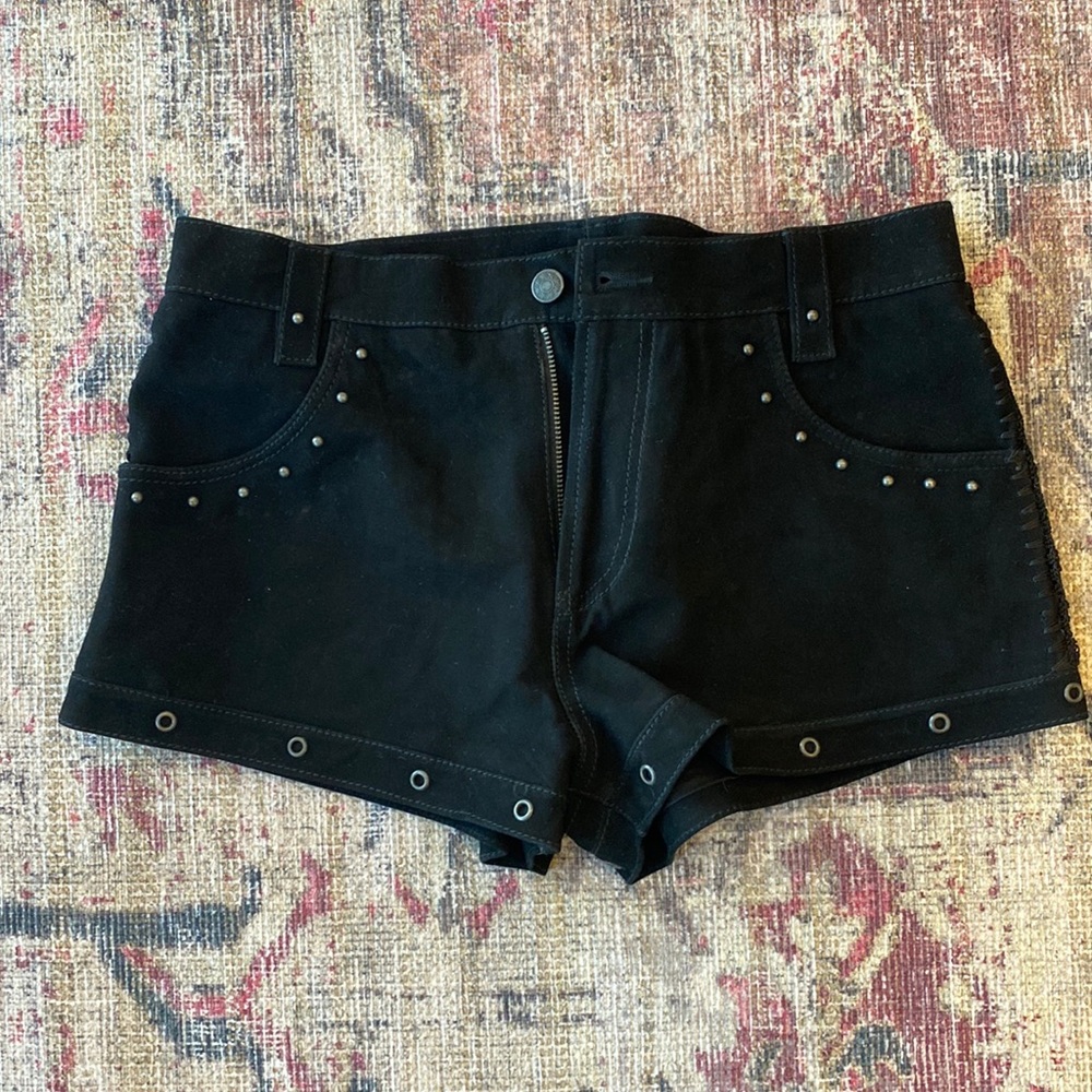 Free People black studded shorts